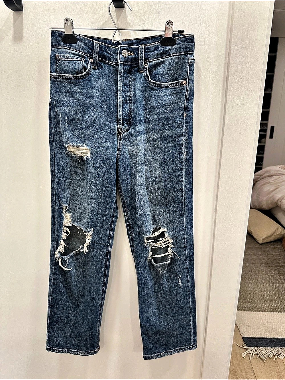 Wild Fable Distressed Straight Leg Jeans in Blue